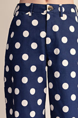 Navy Polka Dot Barrel Casual Pants