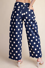 Navy Polka Dot Barrel Casual Pants