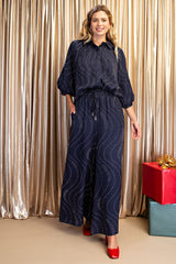 Rhinestone Embellished Wide Leg Pants