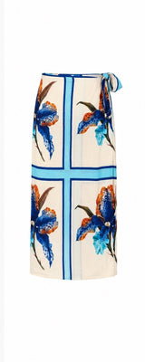 Coastal Orchid Wrap Skirt Blue