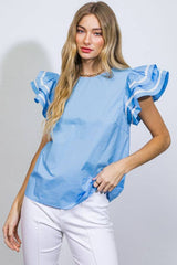 Ruffled Kasey Top Blue