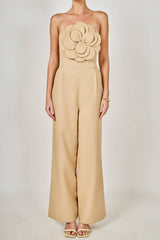 Floral Applique Strapless Jumpsuit