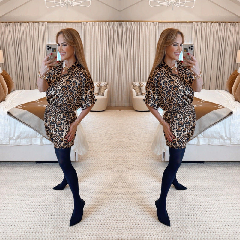 Kamryn Brown Animal Print Satin Shorts
