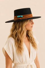 Tasha Boater Crown Hat- Beige