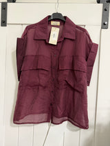 Button Down Italian Blouse in Wine