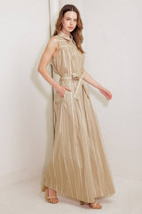 Daisey striped woven pant Taupe