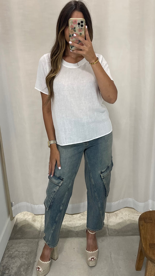 Alexa White Basic Blouse top