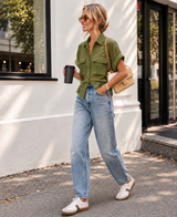 Button Down Italian Blouse in Green