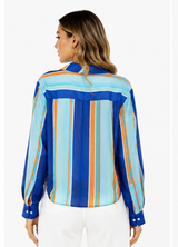Coastal Breeze Stripe Tie Front Shirt Blue