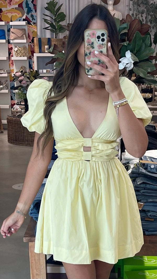Lemoncello Puff Sleeve Mini Dress
