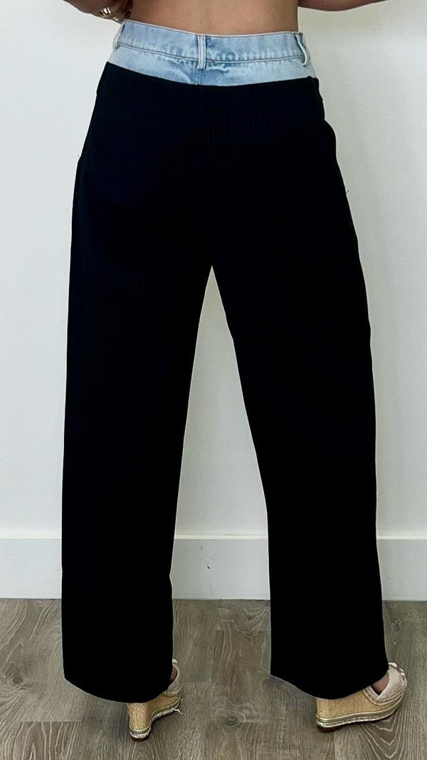 Giolino Black Pinstripe Pants - PRINZZESA BOUTIQUE