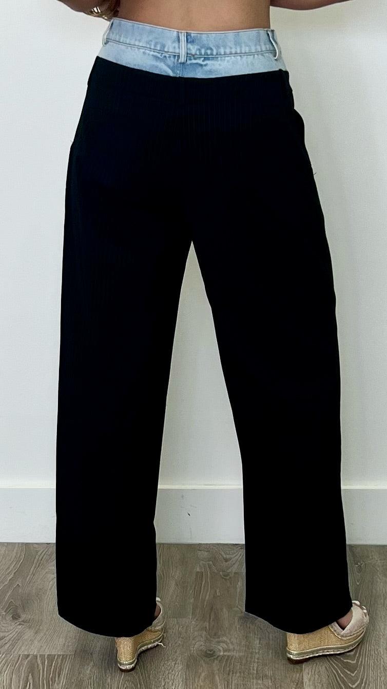 Giolino Black Pinstripe Pants