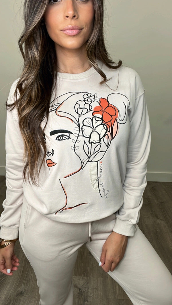 Mayra Embroidered Khaki Top