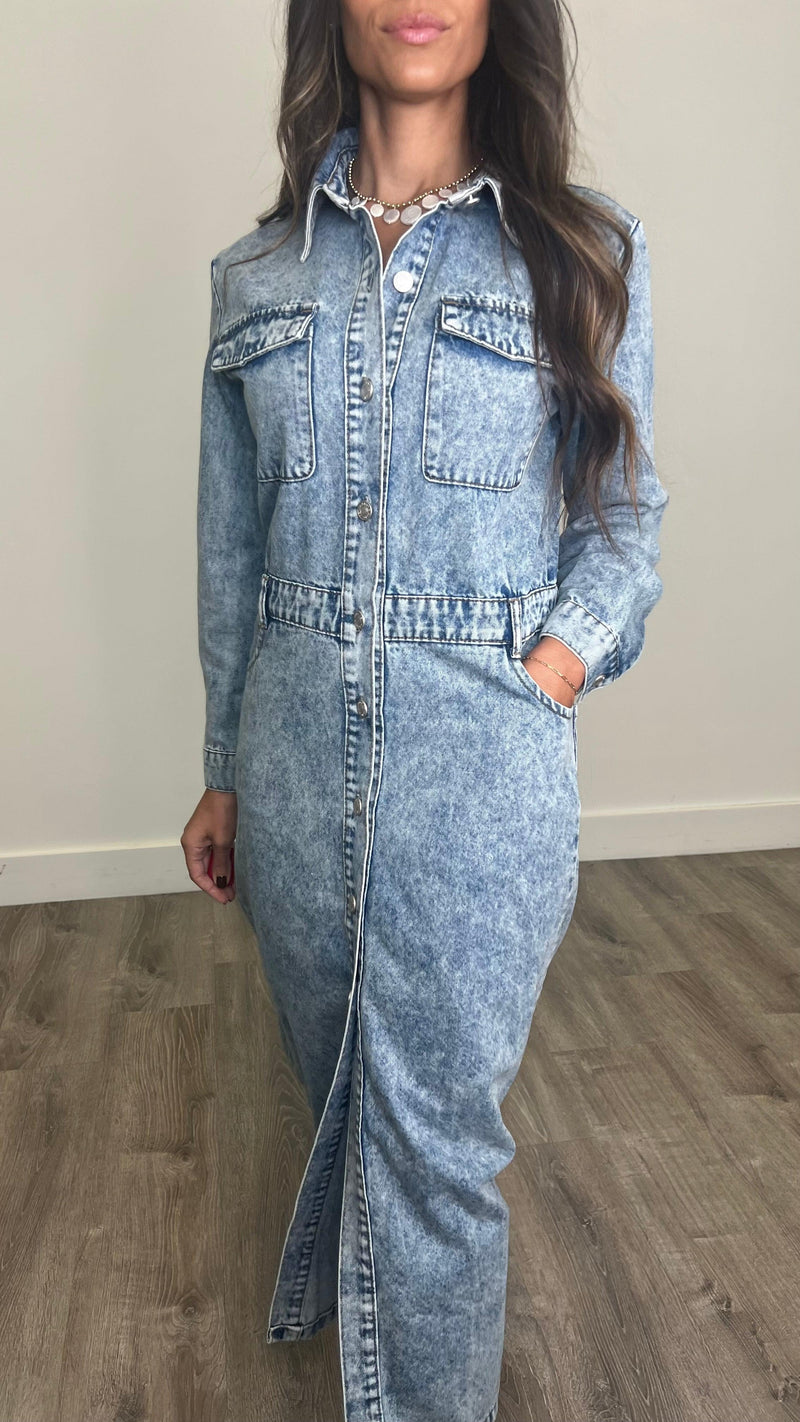 Sabrina Denim Maxi Dress - PRINZZESA BOUTIQUE