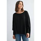 BOAT NECK OVERSIZE TOP WITH SMOCKED CUFF SLEEVE