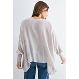BOAT NECK OVERSIZE TOP WITH SMOCKED CUFF SLEEVE