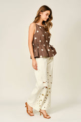 SOFT TOUCH POLKA DOT BABYDOLL WAIST TOP