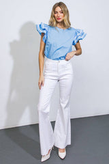 Ruffled Kasey Top Blue
