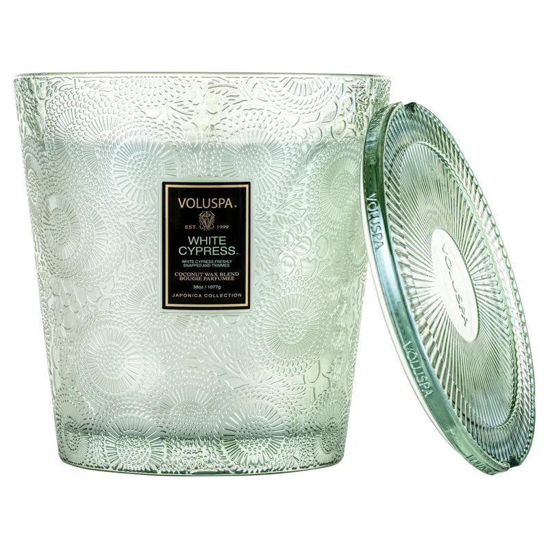 3 WICK 38 OZ HEARTH CANDLE WHITE CYPRESS - PRINZZESA BOUTIQUE