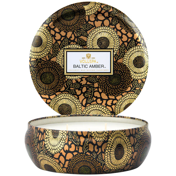 Baltic Amber 3 wick Tin Candle - PRINZZESA BOUTIQUE