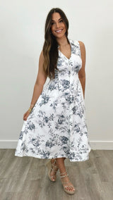 Thaleia White Grey Print Dress