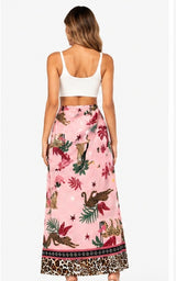Safari Paradise Wrap Maxi Skirt Pink