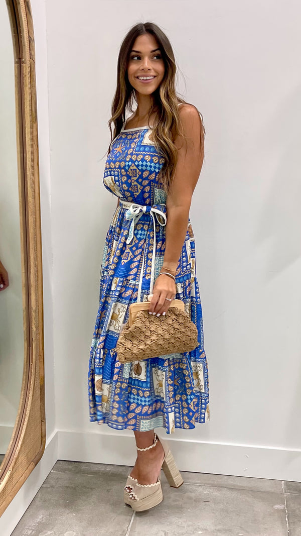 Boca Chica Dress Blue Coastal Print