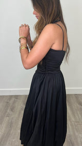 Veronica Black Midi Balloon Dress - PRINZZESA BOUTIQUE