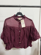 Puff Sleeve Italian Blouse in Wine