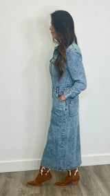 Sabrina Denim Maxi Dress - PRINZZESA BOUTIQUE