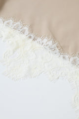 Satin Lace Asymmetric Maxi Dress in Beige