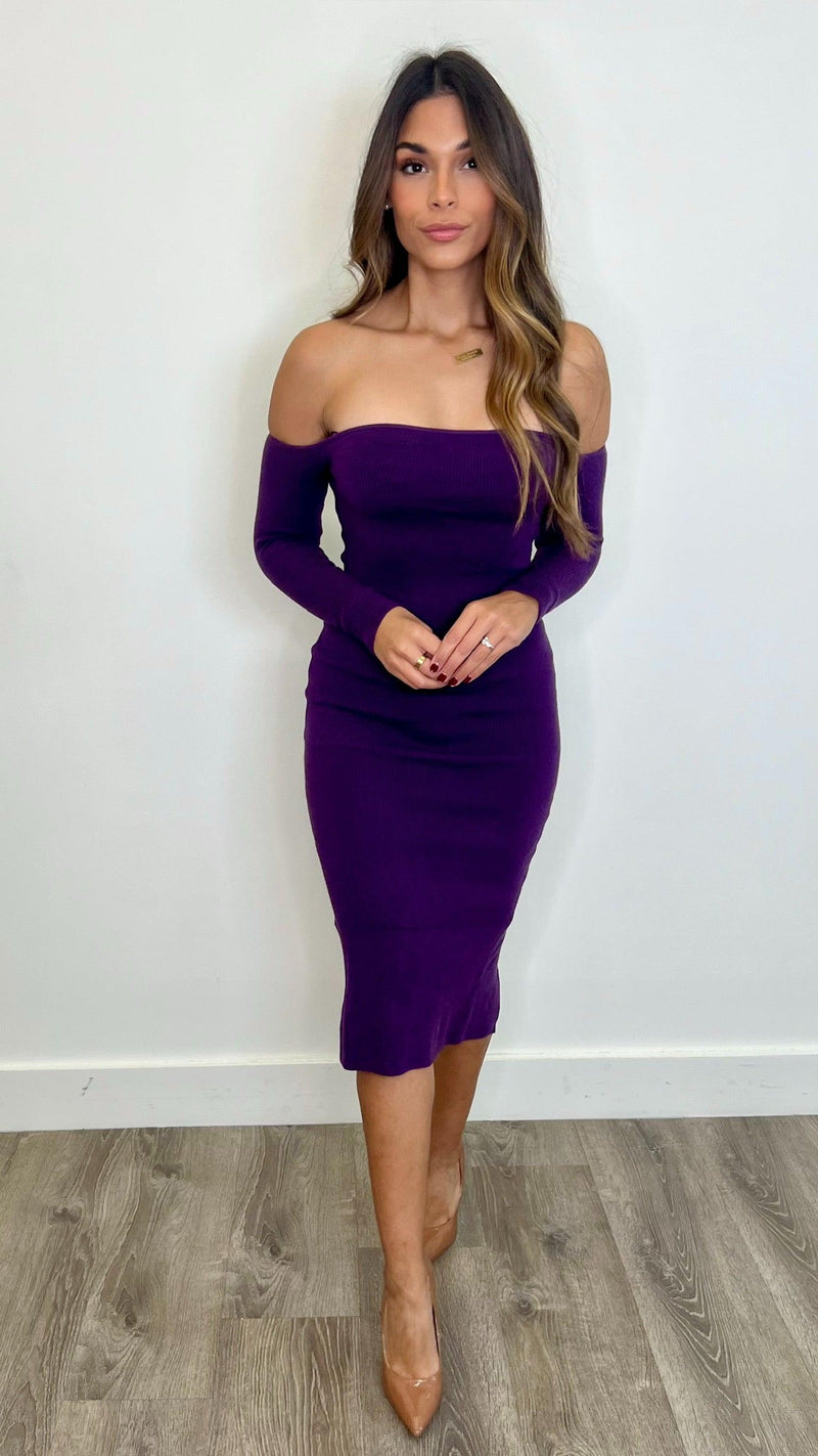 Irina Knit Dress Eggplant - PRINZZESA BOUTIQUE