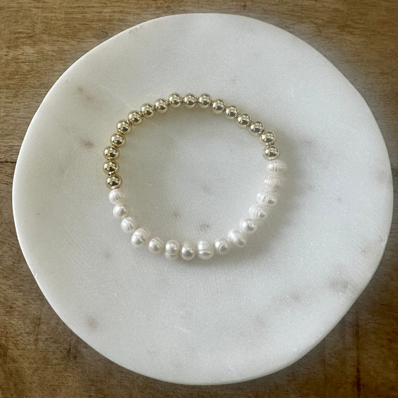 Half Gold Pearl Bracelet - PRINZZESA BOUTIQUE