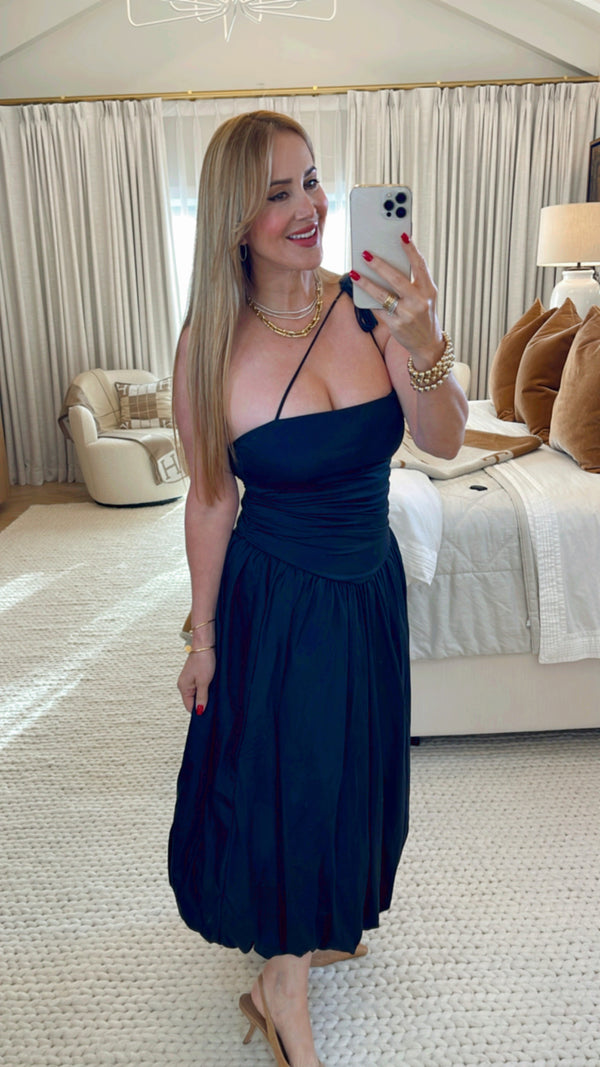 Veronica Black Midi Balloon Dress