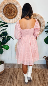 Pink Checkered Babydoll Dress - PRINZZESA BOUTIQUE