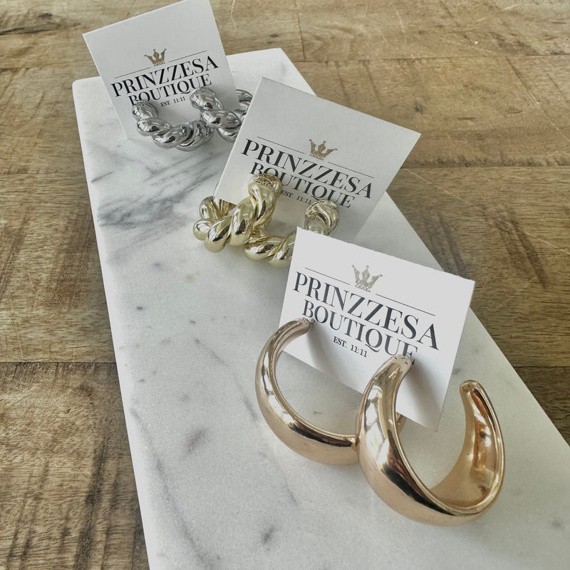 Twisted Chunky Silver Hoops - PRINZZESA BOUTIQUE
