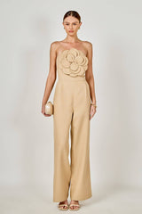 Floral Applique Strapless Jumpsuit