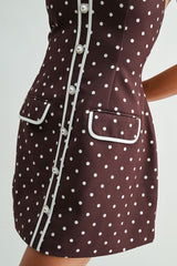 Monroe Polka Dot Halter Mini Dress Brown