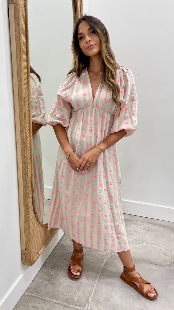 Ibiza Heart Resort Dress Blue Tone