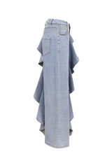 Ruffle Detail Wide Leg Jean