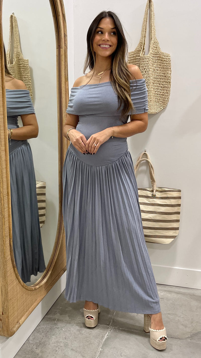 Ashton Slate Blue Maxi Dress