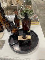 black onyx tray with diffuser, lotion, and soap