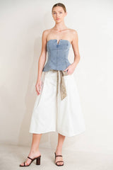 Meagan solid woven culotte pantin White