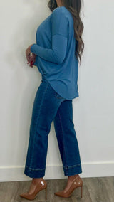 Indra Gray Blue Blouse - PRINZZESA BOUTIQUE