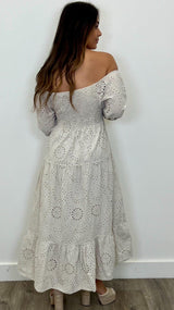 Isabella Eyelet Maxi Dress - PRINZZESA BOUTIQUE