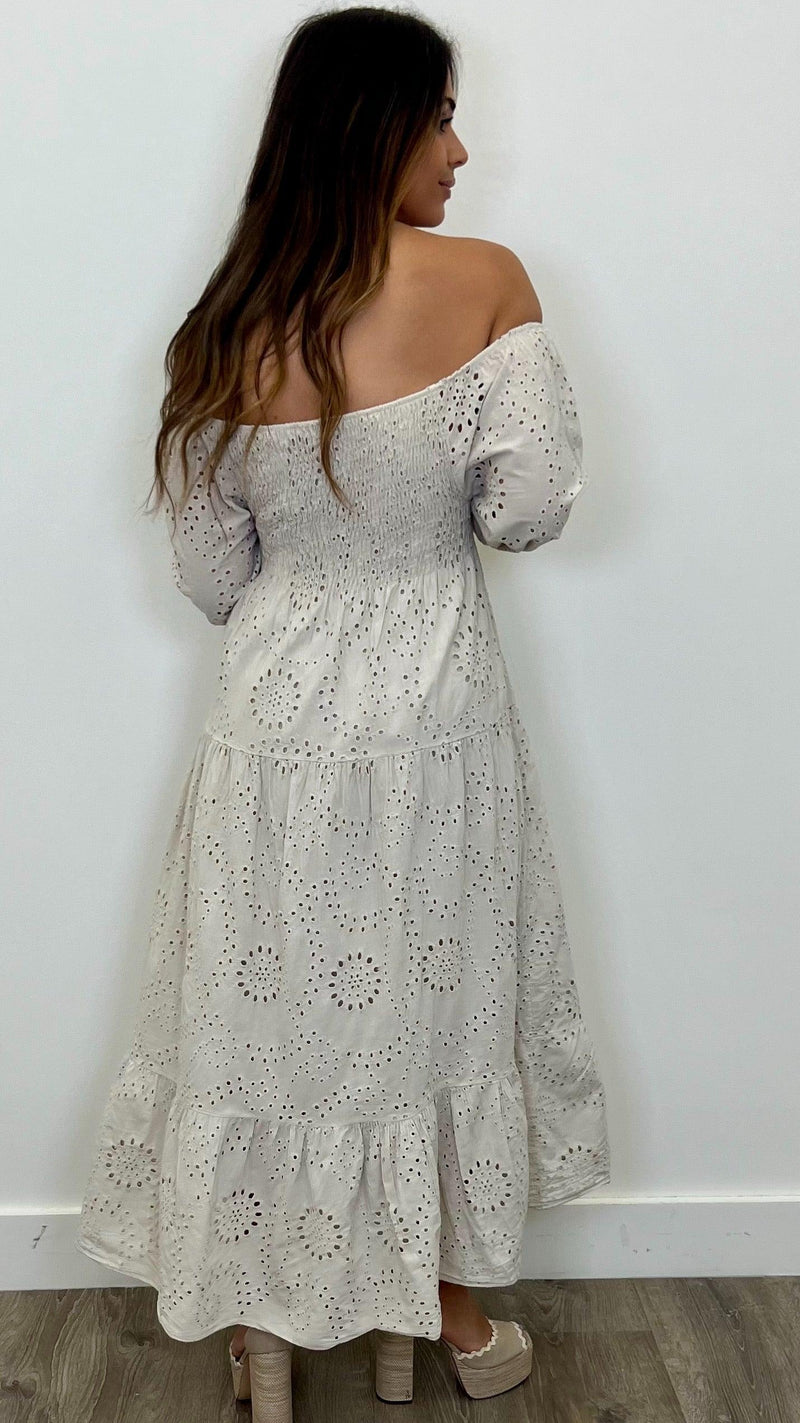 Isabella Eyelet Maxi Dress - PRINZZESA BOUTIQUE
