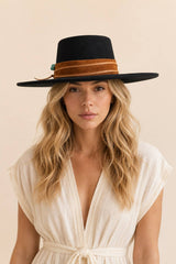 Tasha Boater Crown Hat- Beige