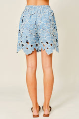 FLOWER EYELET SHORTS