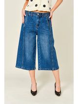 Alexa Side Line Bermuda Barrel Shorts Denim