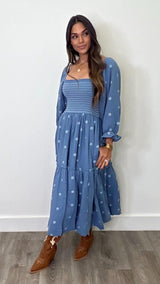 Amber Indigo Maxi Dress - PRINZZESA BOUTIQUE